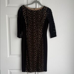Anne Klein Elegant Black and Gold Long Sleeve Dress